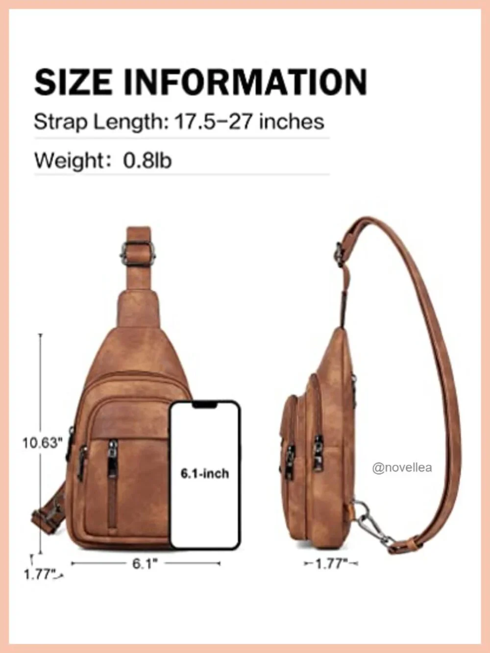 Sling Bag for Women Crossbody Fanny Pack with Adjustable Strap Faux Leather